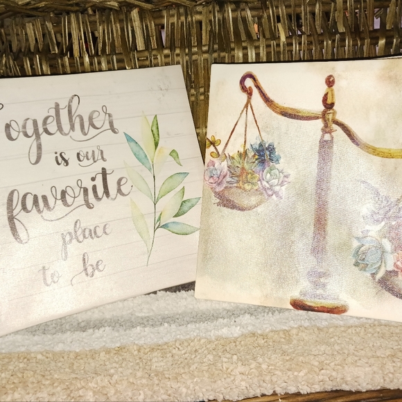 3 little succulent pictures, shower curtain and liner. - Picture 3 of 6